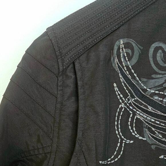 Harley Davidson Black Moto Biker Windbreaker Jacket with HD Logo & Wings - Picture 5 of 11